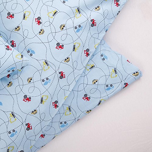 Kinderbettwäsche 100×135 40×60 cm, Bagger Traktor Auto Betonmischer Hellblau, Baumwolle, schadstoffgeprüft, Bettwäsche, Jungen, Kinder, Kindermotiv, Kinderzimmer, Bettbezug - 4