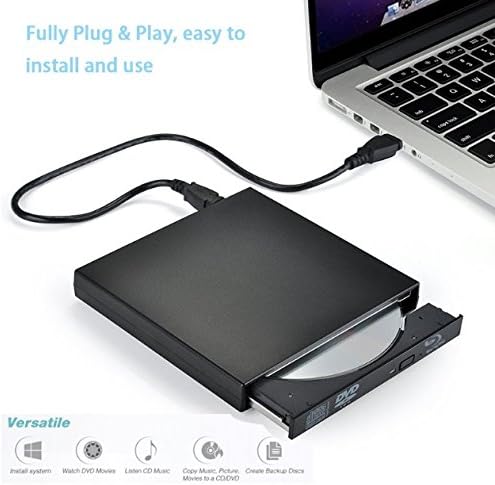 EXTERNAL CD DVD RW DRIVE, DVD PLAYER, CD DVD WRITER, DVD WRITER, BURNER, CD DVD PLAYER FOR NETBOOK, NOTEBOOK, LAPTOP COMPATIBLE WITH WINDOWS XP, 7, 8, 10, and mac operating system