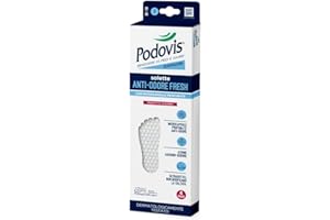 Podovis, Solette Antiodore Fresh - Solette Traspiranti Ultrasottili, Assorbono il Sudore, Prevengono i Cattivi Odori, con Micro Capsule Profumate, Taglia Small 36-38, 4 Paia