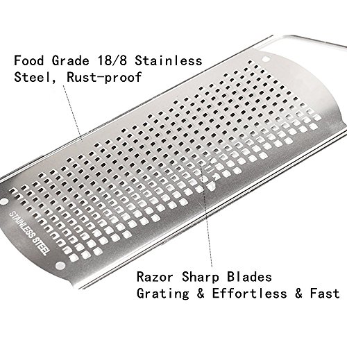 Käse Reibe, jtdeal Hand feine Reibe und Zitronenschaber, Premium Edelstahl mit scharfe Zähne, professionelles Küche Hand Werkzeug für Käse, Obst Zest, Schokolade, Wurzel Gemüse & mehr - 6