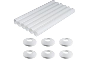 Hohitenz Lot de 6 Cache-Tuyaux de Chauffage avec 6 Rosaces – Gaine Blanche Ø15–18mm, Longueur 200mm – Habillage pour Radiateurs et Tuyaux de Chauffage