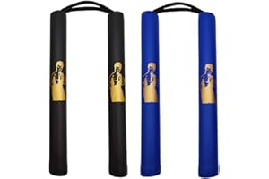 Fayscingo 2 Pack Nunchakus de Espuma Cordón de Práctica Acolchado de Seguridad Nunchakus Artes Marciales Nunchucks para Niños y Principiantes