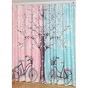 fashion point 3d cycle digital printed polyester fabric floral curtains for bed room, kids room, living room, color pink window/door/long door (d.n.1090) (1, 4 x 7 feet (size : 48 x 84 inch) door)