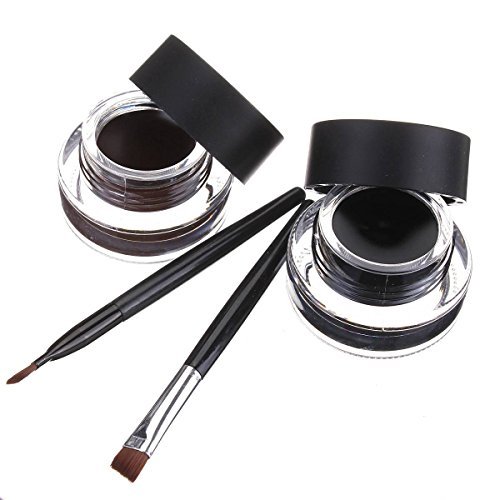 LUCKYFINE Wasserdicht Eyeliner Gel Make-up Kosmetik augen Tools Schwarz & Braun mit 2 Buerste
