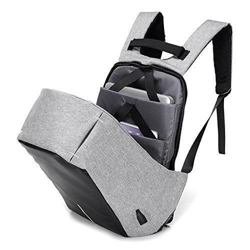 Mochila antirrobo, resistente al agua, ideal para port&aacute;tiles, Laptop, c&aacute;mara, con puerto de carga USB. Para Estudiantes o viajeros. Gris