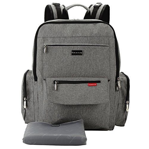 Lekebaby Extra Large Nappy Changing Bag Backpack with Nappy Changing Pad Can be used as Laptop Backpack, Grey