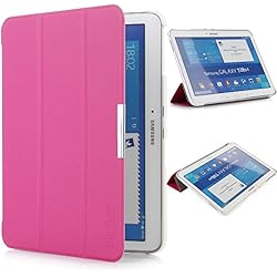 Iharbort® Samsung Galaxy Tab 4 10.1 Funda - ultra delgado ligero Funda de piel de cuerpo entero para Samsung Galaxy Tab 4 10.1 (T530 T535), con la función del sueño/despierta (rosa caliente)