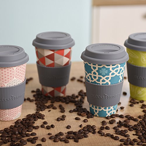 ebos Glücksbringer Coffee-to-Go-Becher aus Bambus | Kaffe-Becher, Trink-Becher | ökologisch abbaubar, recyclebar, umweltfreundlich | lebensmittelecht, spülmaschinengeeignet (Blau – Orient) - 7
