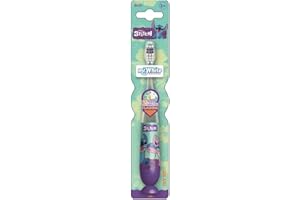 MR.WHITE BRUSH YOUR WAY Disney Stitch Flashing Toothbrush for Kids with 2 Minute Flashing Light, Comfortable Handle Grip, Soft Rounded Bristles and Suction Cup for Upright Storage for Children Ages 3+