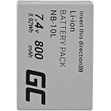 Green Cell® NB-10L Kamera-Akku für Canon PowerShot G1 X G3 X G15 G16 SX40 HS SX50 HS SX60 HS, Full Decoded (Li-Ion Zellen 800