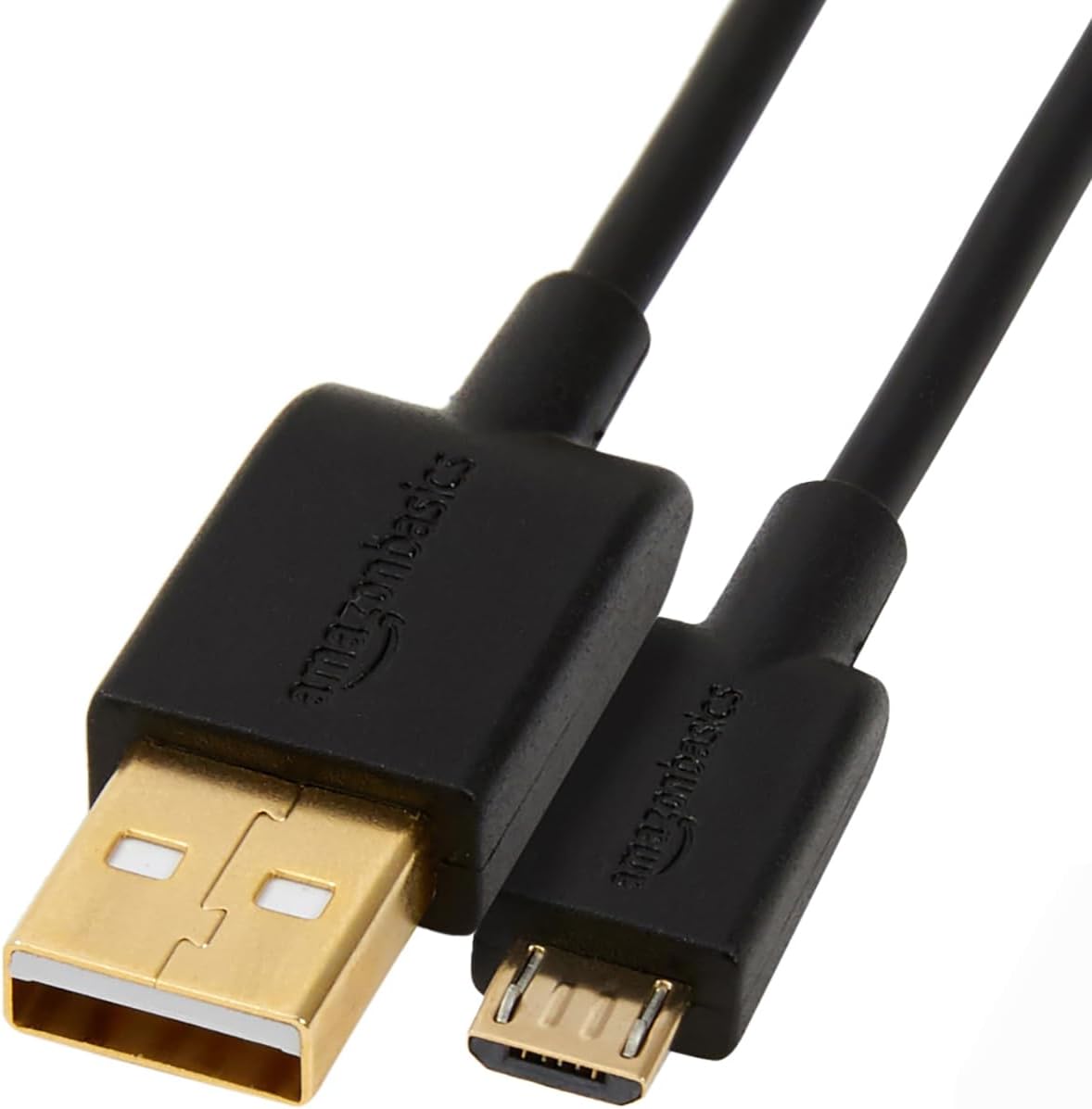 Amazon Basics USB-A to Micro USB Charging Cable, 480Mbps Transfer Speed with Gold-Plated Plugs, USB 2.0, 0.9 m, Black