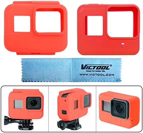 Victool® Silicone Case for Gopro Hero 5 Black Frame Silicone Protective Case + GoPro Hero5 Camera Silicone Case Shell for GoPro Hero 5 + Super Micro-Fiber Lens Cloth - Red