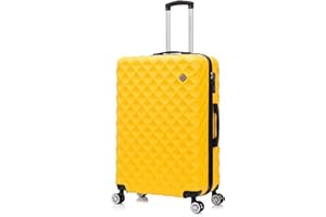 Preston Morgan Suitcase Large on 4 Dual Spinner Wheels Super Lightweight ABS Hard Shell Hold Check in with Built-in TSA Lock (Yellow, 109 Liter)