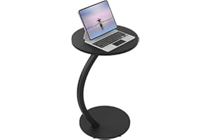 WOLTU Tavolino Rotondo a Forma di C, Tavolino per Divano Letto, con Struttura in Metallo Piano in MDF, φ40xH65 cm, Nero, BTS21sz