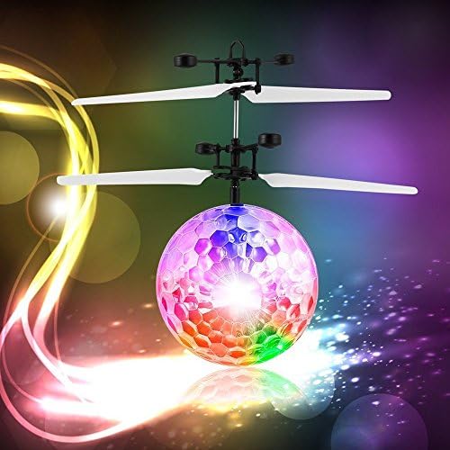 Kids Flying Toy, Flying Ball, RC Infrared Induction Helicopter Ball Built-in Shinning Color Changing LED Lighting for Kids (Transparent)