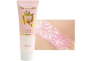 GL-Turelifes Holographic Body Glitter, Chameleon Face Glitter Mermaid Liquid Eyeshadow Fine Glitter for Body, Face, Hair, Halloween Wedding Festival Glitter Sparkling 1.06oz (#02 White)