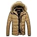 Produktbild Herren Daunenjacke Daunenmantel Elecenty Wintermantel Winterjacke Sweatshirt Langarm Steppjacke Oberbekleidung Slim Top Outwear Männer Sweatjacke mit Kapuze Mantel Pelz Halsband (Khaki, L)