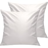 Lirex 2 Packs Pillow Covers, 100% Cotton Breathable Pillow Covers, Zipper Closure, 60 x 60 cm, White