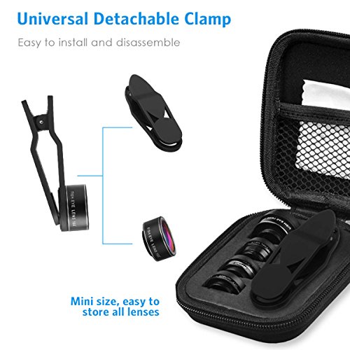Criacr 5 in 1 lenti a Telefono, LG, HTC, Huawei, Samsung e Altri Smartphone Kit di Obiettivi per Telefono Cellulare Clip su Cellulare per iPhone 8/7/6 / 6s Plus