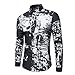 Produktbild Herren Hemd,Sannysis Männer Freizeithemd Herren Hemd Slim Fit Gedruckt Langarmshirt Freizeit Business Party Shirt (M, Schwarz)