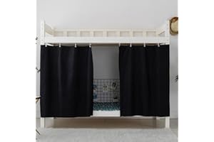 Treer Dormitory Bunk Bed Curtain, Blackout Curtains Students Dorm Bed Canopy Privacy Curtain for Girls Sleeper Bunk Dustproof Bed Shading Tent Moveable Curtains (1.2m 2 Pieces,Black)