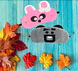 JUZZII Velvet Cute Cartoon Sleeping Eye Shade Mask, Eye Mask for Men Women Girls Boys Kids - Mask.Model-No.27-2