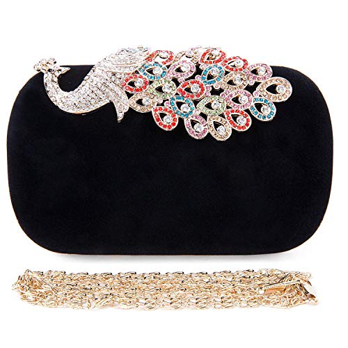 SYMALL Bolso de mano con encaje satén cartera de mano estilo elegante dulce bolso de fiesta para mujer, Negro