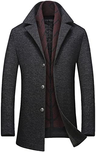 WENJUN Men's Woolen Coat In The Long Trench Coat Thickening Scarf Legislation Lapel Casual Jacket Male 2 Colors To Choose From ( Color : Black , Size : XXL )