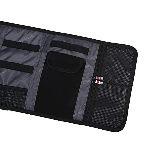 BUBM Neue Wrap Universaltasche Reisetasche für Elektronikzubehöre Elektronik Organizer wie iphone 6S, 4 Flächer, Schwarz - 5