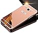 Produktbild Sunroyal für Samsung Galaxy Core Prime G360 G360F/ LTE 4G) Luxus Schutzhülle Spiegel Mirror Effect - Aluminium Rahmen PC Zurück Rückseite Bumper Case Metal Hülle Alu Metal Schutz Mirror Chrom Cover Ultra Slim Handy Tasche, Rose Gold