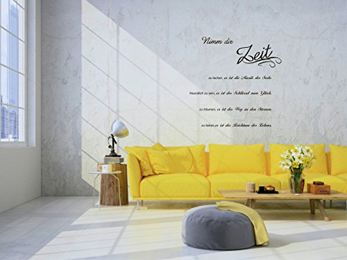 greenluup® Wandtattoo „Nimm dir Zeit“, Spruch in Braun Wandsticker Wohnzimmer Küche Schlafzimmer Jugendzimmer Gästezimmer Bad - 2