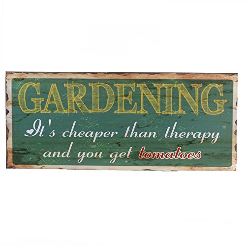 Metallschild GARDENING - Dekoschild im shabby-look - Retrostyle - Vintage - Garten - Gardening - it's cheaper than therapy and you get tomatoes
