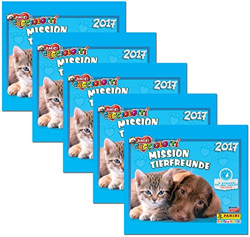 Preisvergleich Produktbild Panini - Amici Cucciolotti Mission Tierfreunde 2017 - Sammelsticker 5 Booster Packungen 25 Sticker - Deutsche Ausgabe
