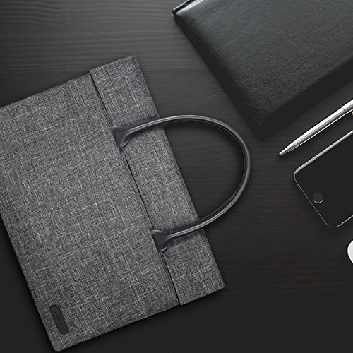 Arvok 15-15,4 Zoll MacBook Pro/Retina Tasche Hülle Schutzhülle Laptoptasche Laptophülle Huelle Aktentasche Canvas-Gewebe Mit PU Leder LaptopSleeve Mit Griff Reißverschluss-Tasche Für Ultrabook/Ultra Slim Netbook/ Tablet , Grau - 7