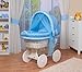 WALDIN wicker cradle, Moses basket, 6 colours available,blue