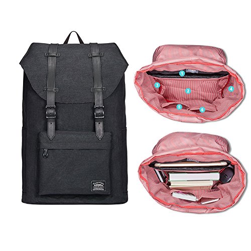 Rucksack Damen Herren Vintage KAUKKO Reiserucksack Studenten Rucksack Laptop Rucksack f  r 14  Notebook L  ssiger Daypacks Schultaschen of 2 Side Pock