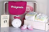 Babygeschenk WINDELTORTE Mädchen „Prinzessin“pink Lätzchen und 2x Babysocken +Haarband - 2