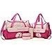Produktbild Satz von 2 Baby Wickeltaschen + Baby Bottle Bag + Lunch Kit + Wasserdichte Matte zum Austausch der kompakten Schichten ideal für Reisen (pink)