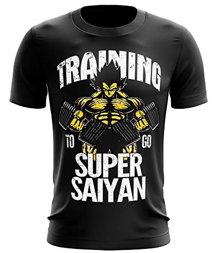 Stylotex Fitness T-Shirt Herren Sport Shirt Training to go Super Saiyan Vintage Gym Tshirts für Performance beim Training | Männer Kurzarm | Funktionelle Sport Bekleidung, Größe:M, Farbe:schwarz