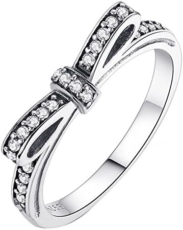 Bowknot Ring 925 Sterling Silver white cubic zircon fit Pandora Bow Ring (J 1/2)