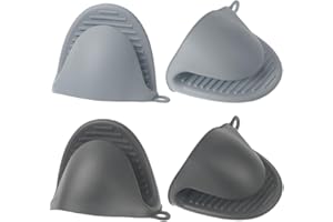 HAOYUAN 4Pcs Oven Gloves - Silicone Oven Mitts, Thicken Silicone Pot Holder, Waterproof Finger Gripper Mittens, Mini Heat Resistant Non-Slip Pinch Grips, BBQ Accessories for Kitchen Baking, Cooking, Grilling