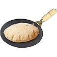 VISMAY'S Pure Iron Tawa with Unique Smooth Edges - First Time in India, Metal Spoon Friendly Dishwasher Safe, Strong Riveted Wooden Handle Perfect for Roti & Chapati, Lohakhand/Loha/Tava/Thawa-11 Inch