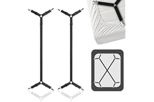 mkemka 2Pcs Sheet Clips Adjustable Sheet Fixing Straps Triangle Elastic Sheet Ties Sheet Fixer Sling Clips Cross Fitted Sheet Ties for Bedding for Fixing Sheets Black