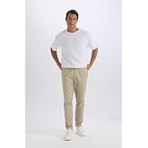 DeFacto%100 Pamuk Yazlık Jogger Chino Pantolon Beli Bağcıklı Cepli D&uuml;z Pa&ccedil;a Z9933AZ25SP