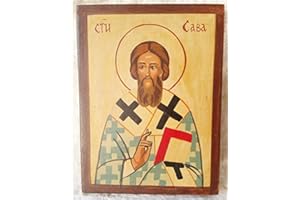 IconShop - Neue, handgemalte Ikone. St. Sava, Schutzheiliger Serbiens, Serbische Orthodoxe Kirche. Wandbild, Wandmontage, Wohnzimmer, Büro, Schlafzimmer, oder Gebetsraum