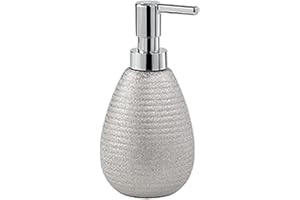 Gedy Argento, G-Astrid Dosasapone Bagno, Dimensioni 16,6X8,3X8,3 CM Peso 0,226 kg, Dispenser Sapone in Ceramica, Anni di Garanzia 2, Design R&S, Unica