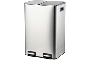 Zanbeel Stainless Steel Waste Separation Recycling Bin With Removable Multi Compartments For Kitchen Office Living Room ((40L (20L+20L Compartments))