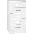 Seconique Nevada 5 Drawer Narrow Chest in White Gloss
