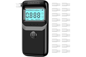 XEERUN Alkoholtester Polizeigenau, Promillemessgerät mit 20 Mundstücken, Professioneller Alkoholmessgerät, Tragbarer Atemalkoholtester, Promilletester für privaten professionellen (Batterien nicht enthalten)