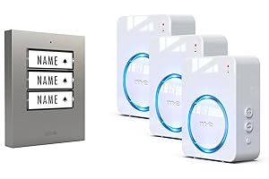 ‎M-E m-e Funkklingel BELL-523 BO Silber mit Sender und Empfänger für 3-Familienhaus | Erweiterbare kabellose Türklingel mit 500 Meter Reichweite | Türglocke für Batteriebetrieb